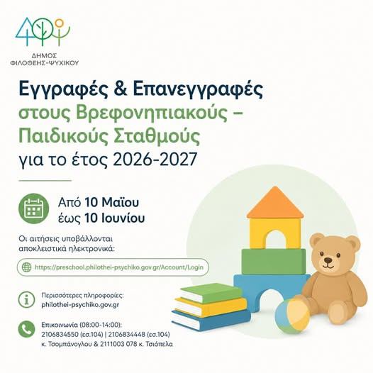 ΕΓΓΡΑΦΕΣ ΣΤΟΥΣ ΒΡΕΦΟΝΗΠΙΑΚΟΥΣ ΣΤΑΘΜΟΥΣ